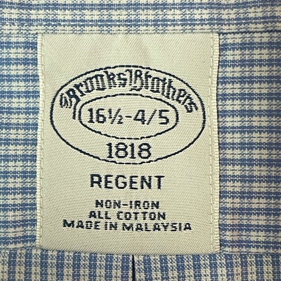 Brooks Brothers Regent Button Down Shirt Men 16 1/2 - 4/5 Blue Stripe - Picture 3 of 4